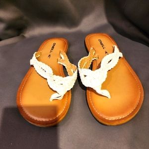O’NEILL Womens Slip On Casual Thong Flip Flops Sandals Braided Leather Size 6.5